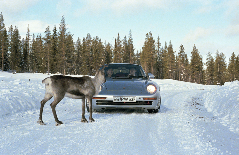 Cold weather testing had its interruptions. Contrast this with Lamborghini’s testing regimen of, uh, driving the car really fast near its Italian factory. Undated photo from the Porsche archives.